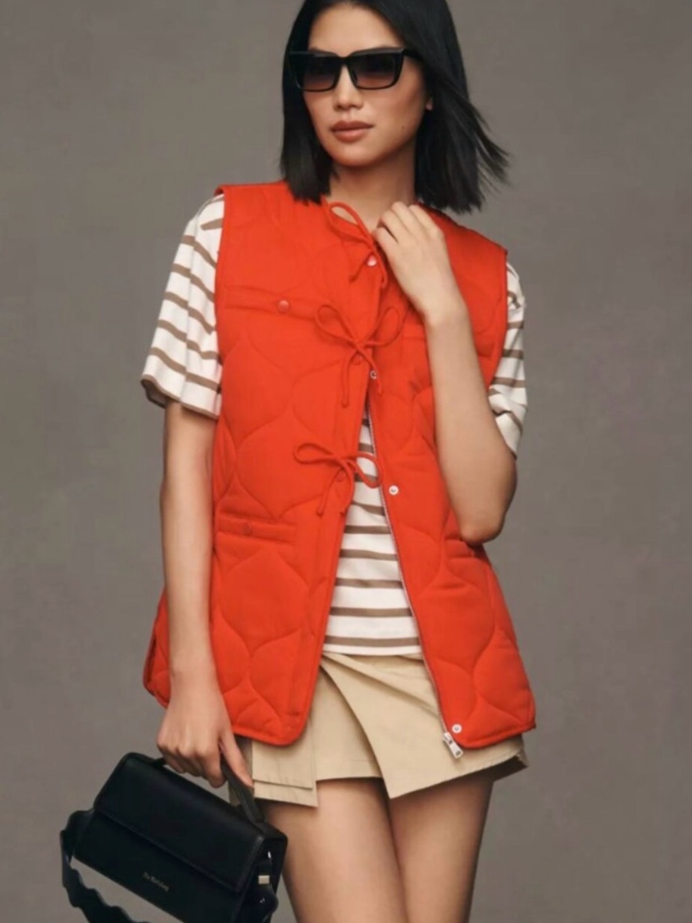 Avec Les Filles Quilted Vest with Bows and Snaps in Red Size L/XL
